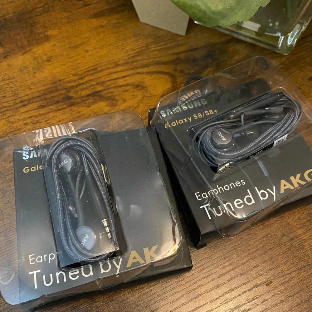 New (2) pack Samsung Galaxy AKG wired 3.5mm Earphones with mic headphones